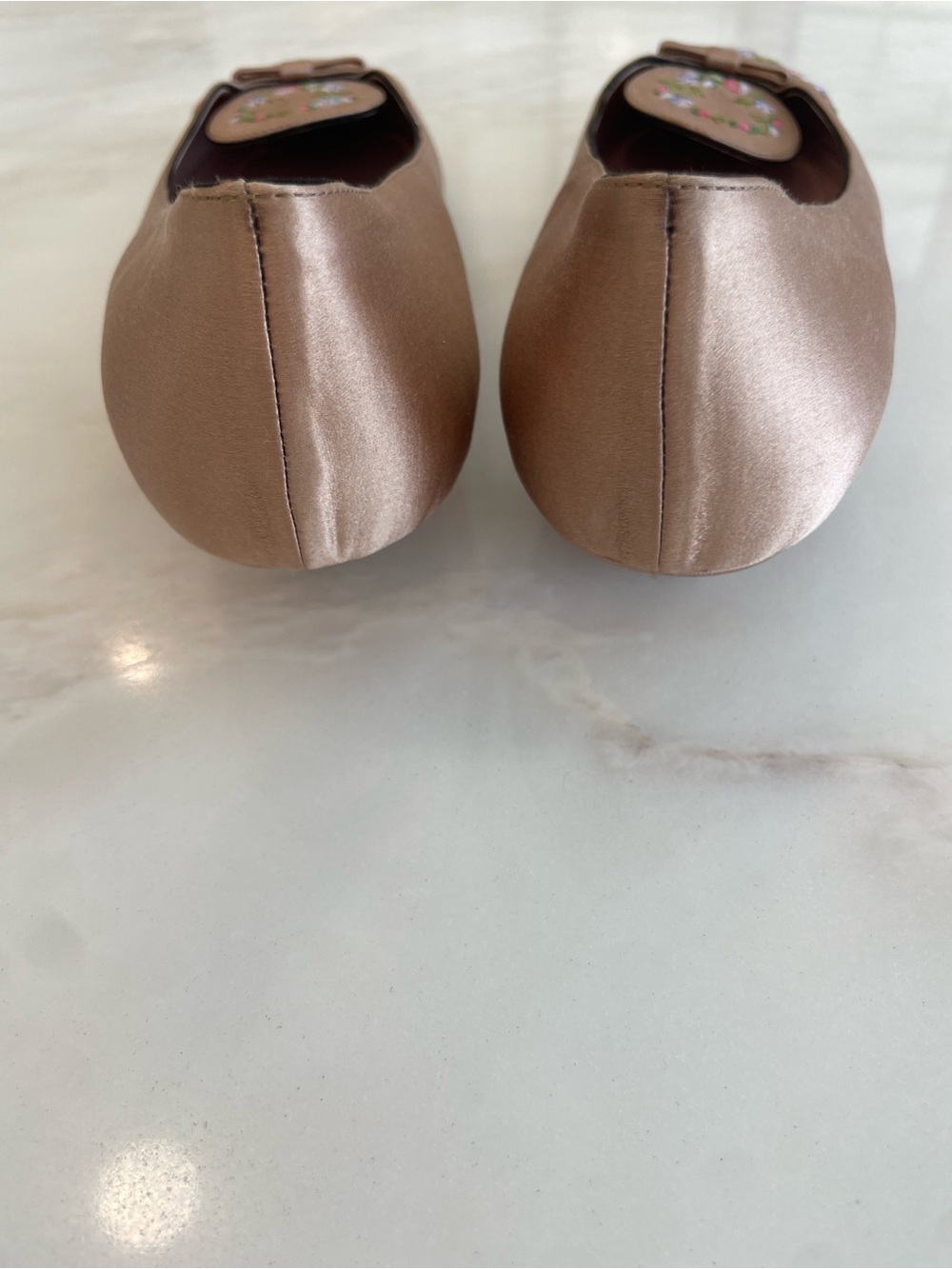 VINTAGE Women’s Prada FW 2002 Rare Embroidered Blush Satin Kitten Heels-Size 39 - Picture 7 of 9